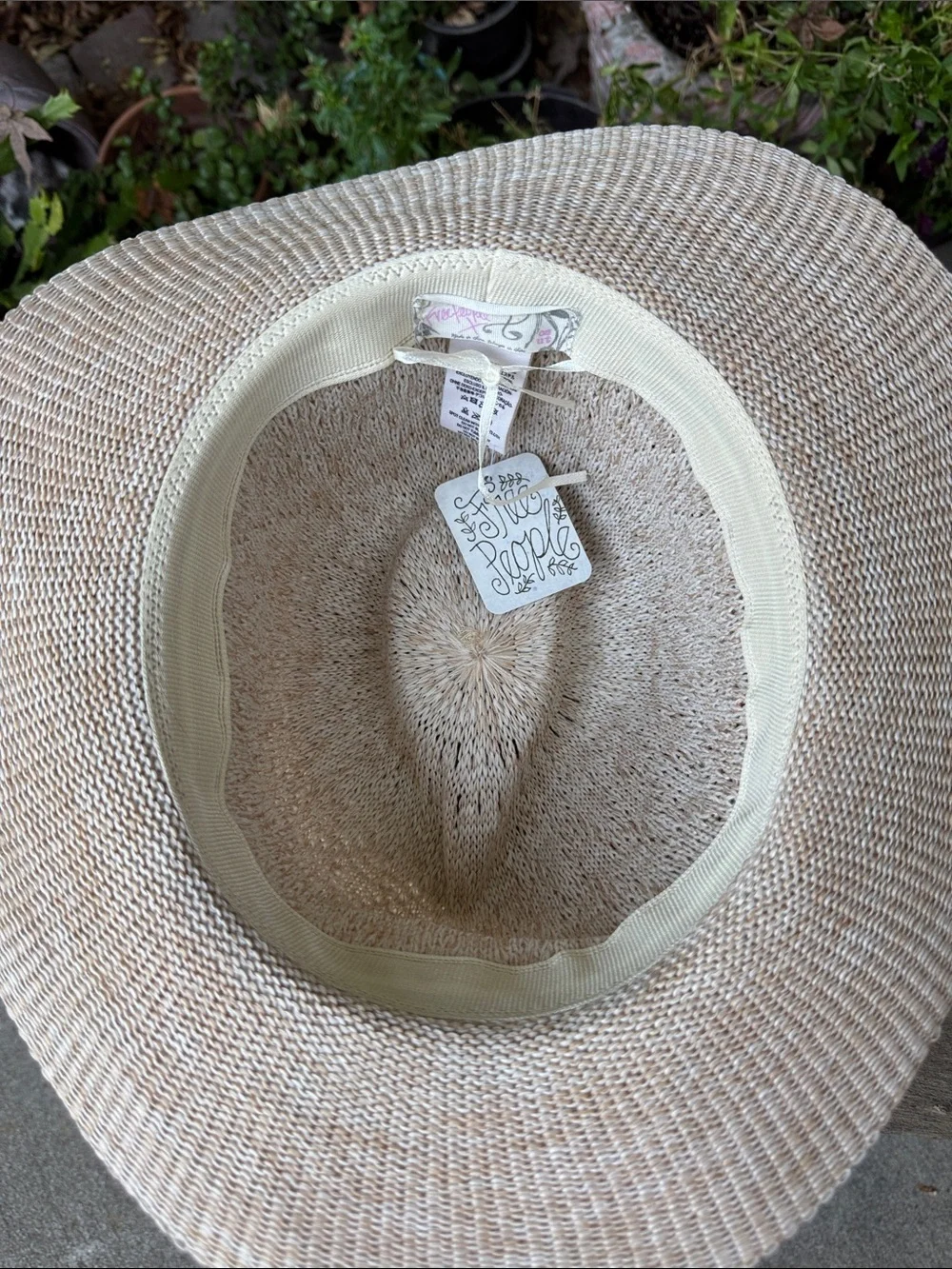Free People Santa Barbara Packable Hat Vanilla Combo NWT Ivory OS Adjustable